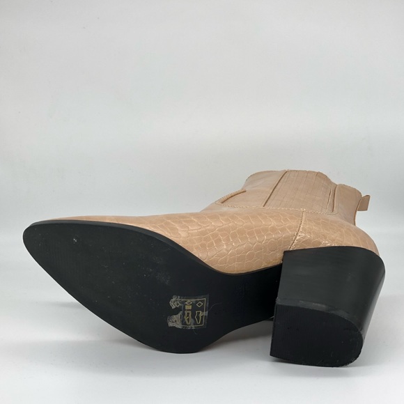 Catherine Malandrino ZOLIAN Ankle Boot Crocodile Embossed Leather Upper in Nude - Picture 2 of 8